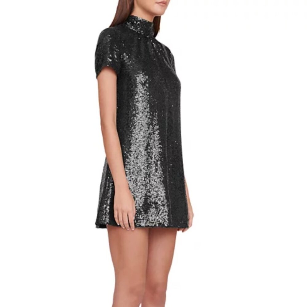 Staud Ilana Black Back Tie Stretch Sequin Embellished Mini Dress Sz Large, EUC - Picture 6 of 6